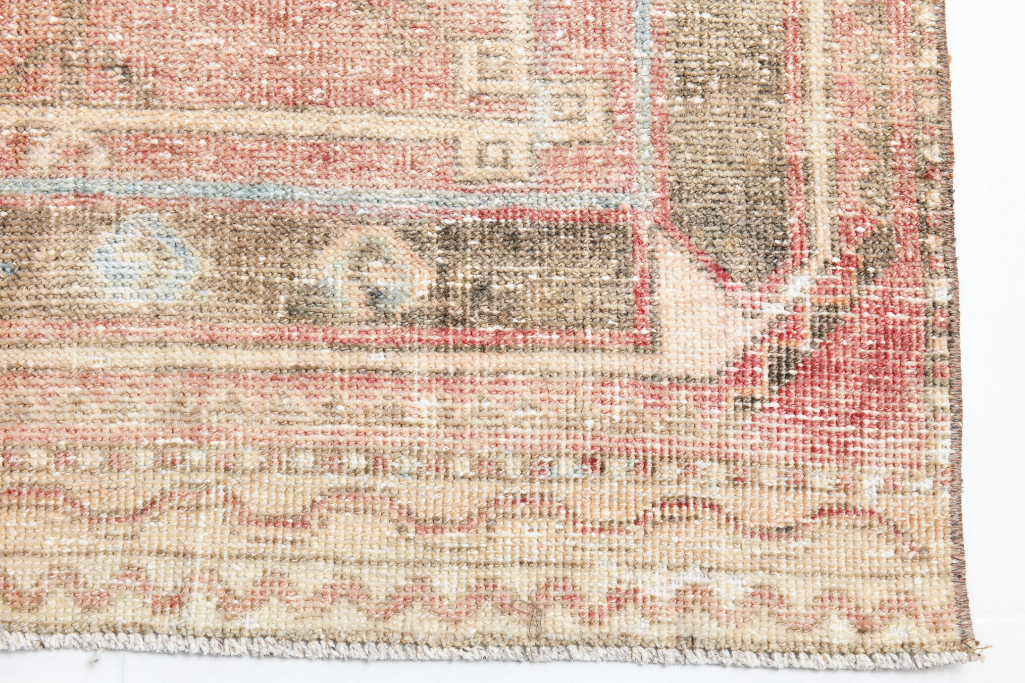 Brown red turkish runner rug, 90x336 cm