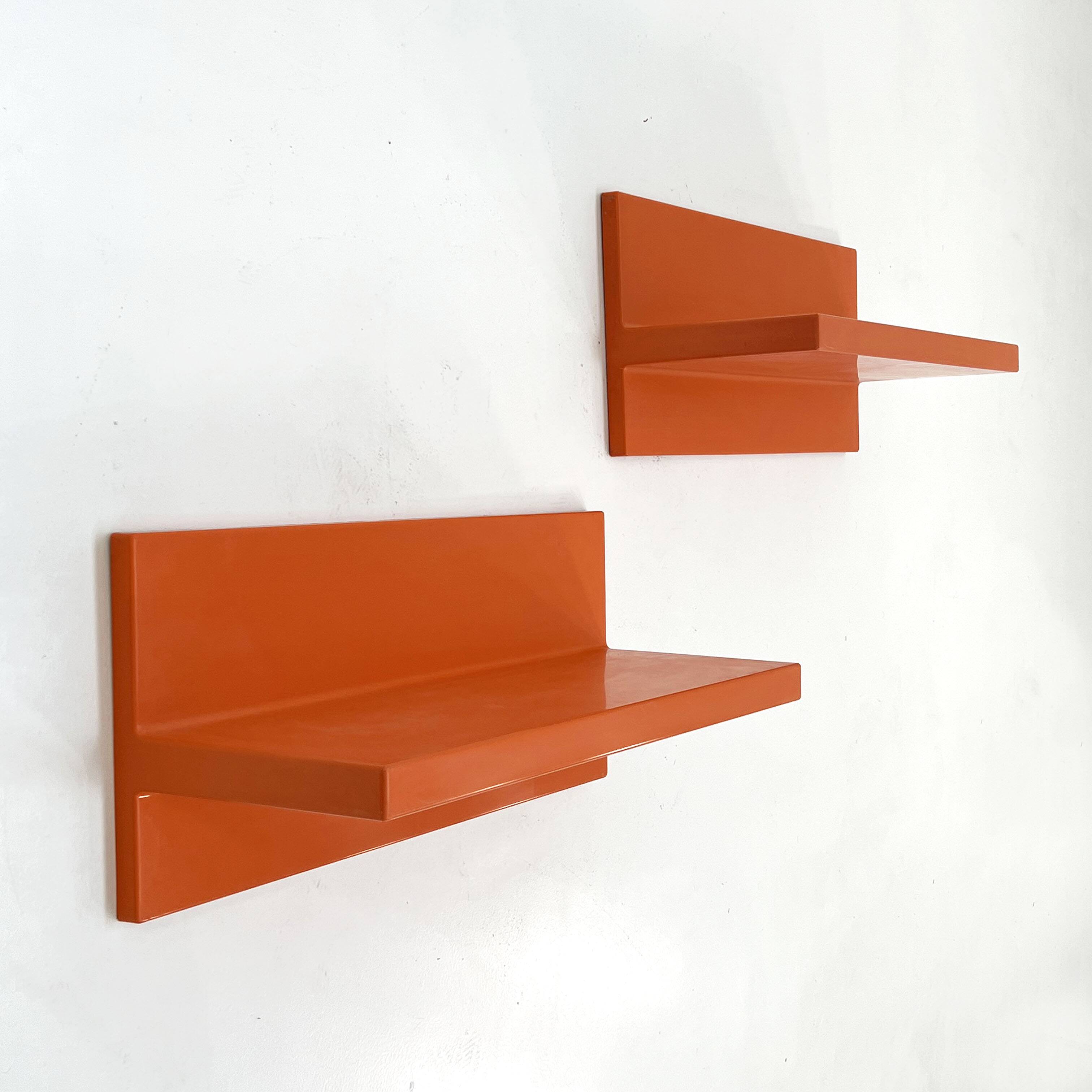Paire d'étagères oranges par Marcello Siard pour Kartell, 1970