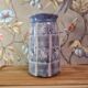 Original vase signed in blue purple glazed terracotta with pink motifs