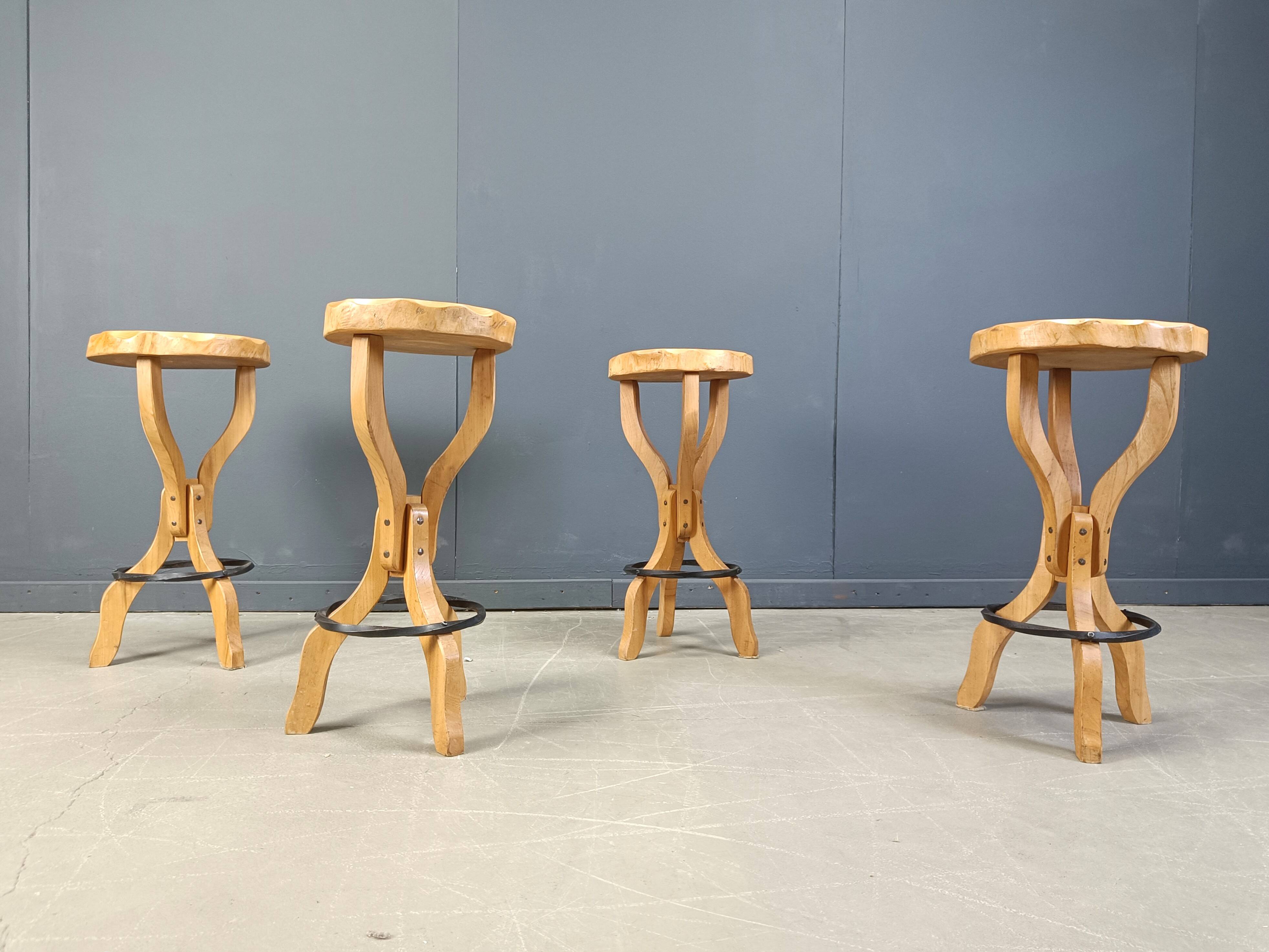 Mid century brutalist bar stools, 1960s - set of 4