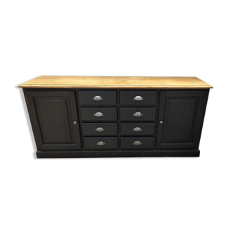 Craft furniture black patina two doors and eight drawers
