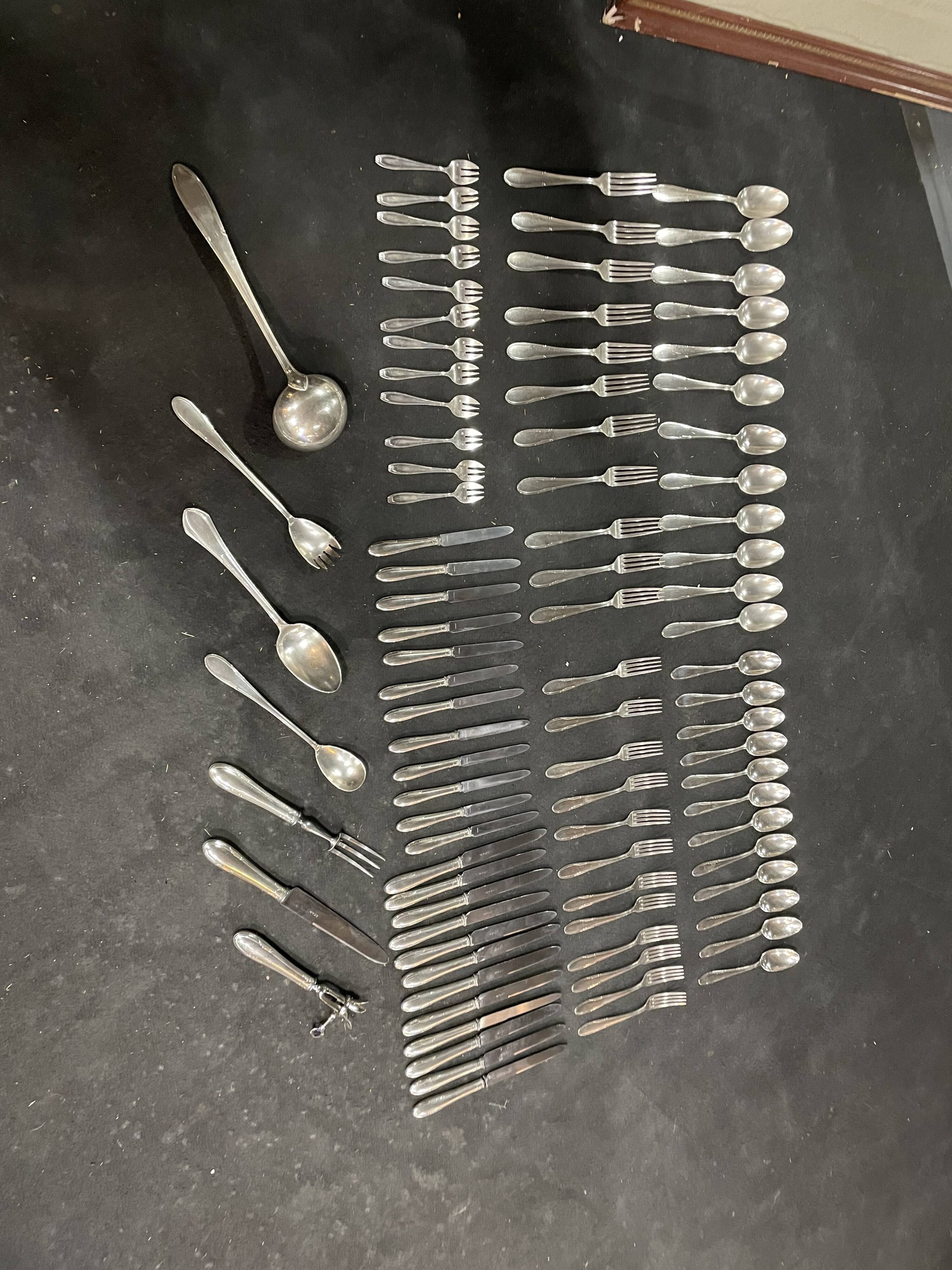 Art Deco menagere in silver metal