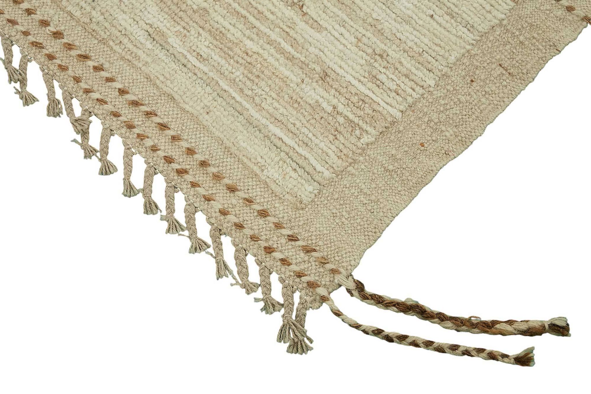 Handwoven Turkish Rustic 261 cm x 299 cm Beige Wool Carpet