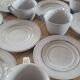 17 hand-painted stoneware coffee cups and saucers (ideal for professional use)