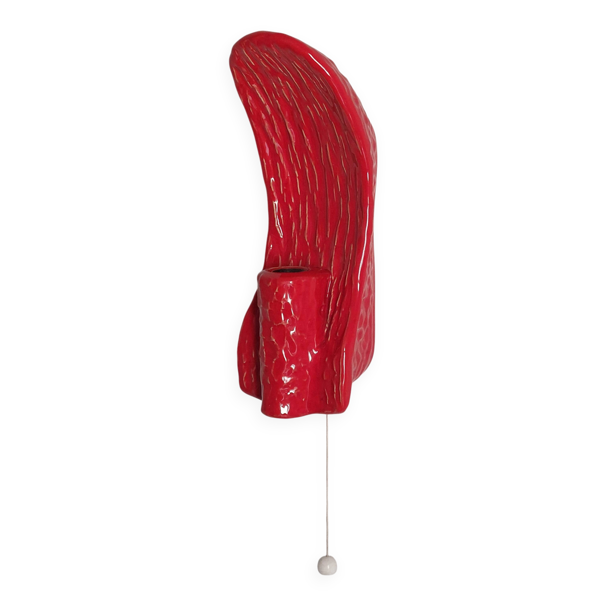 Vintage bricht red mid century ceramic wall light