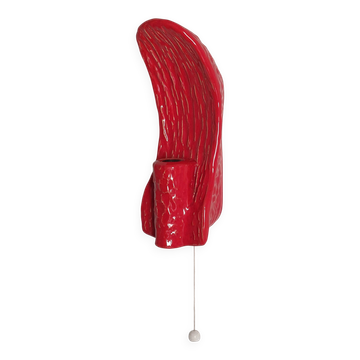 Vintage 1950s red ceramic wall light