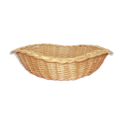 Corbeille carrée en osier vintage années 70