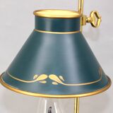 Pair of Empire style bouillotte lamps with bronze conical lampshade Lucien Gau