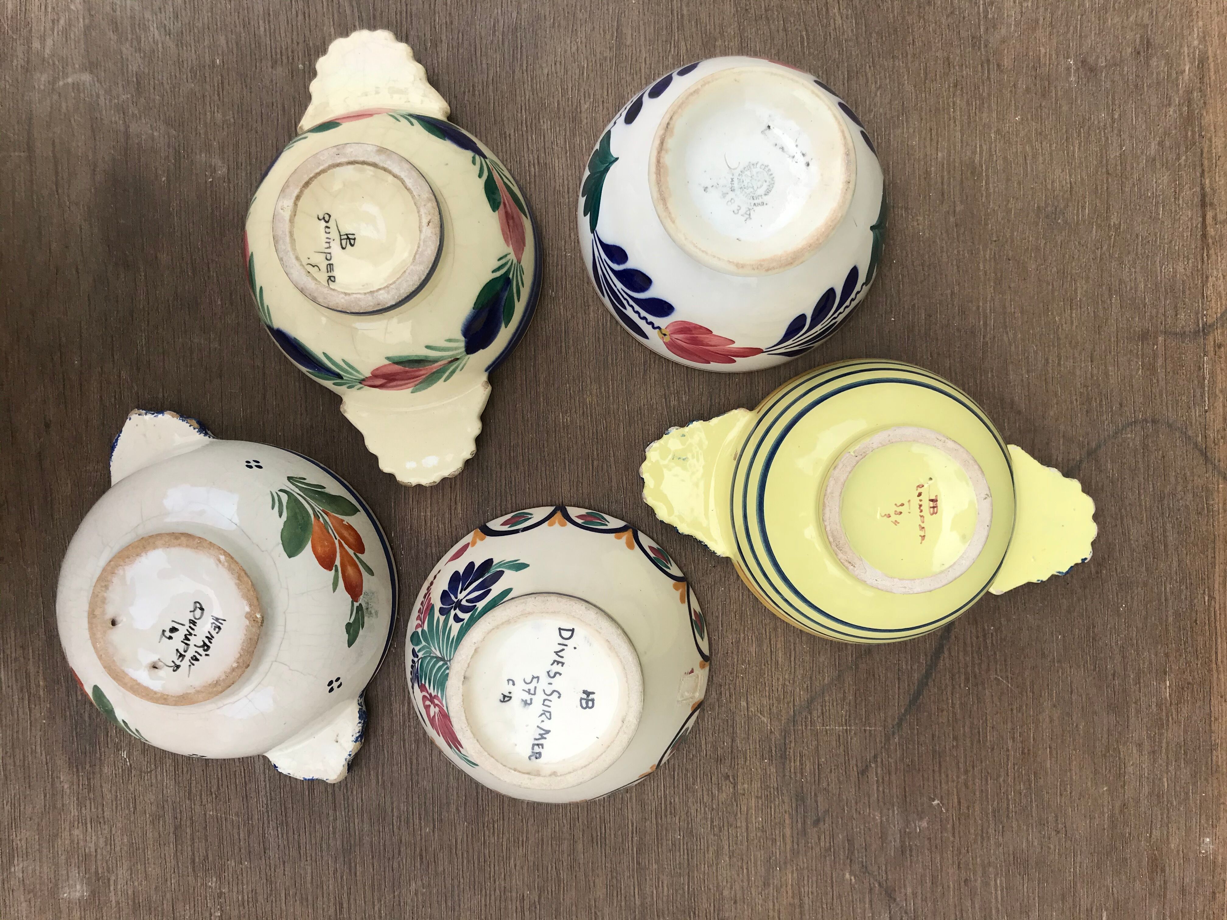 Set of 5 Breton cups Quimper