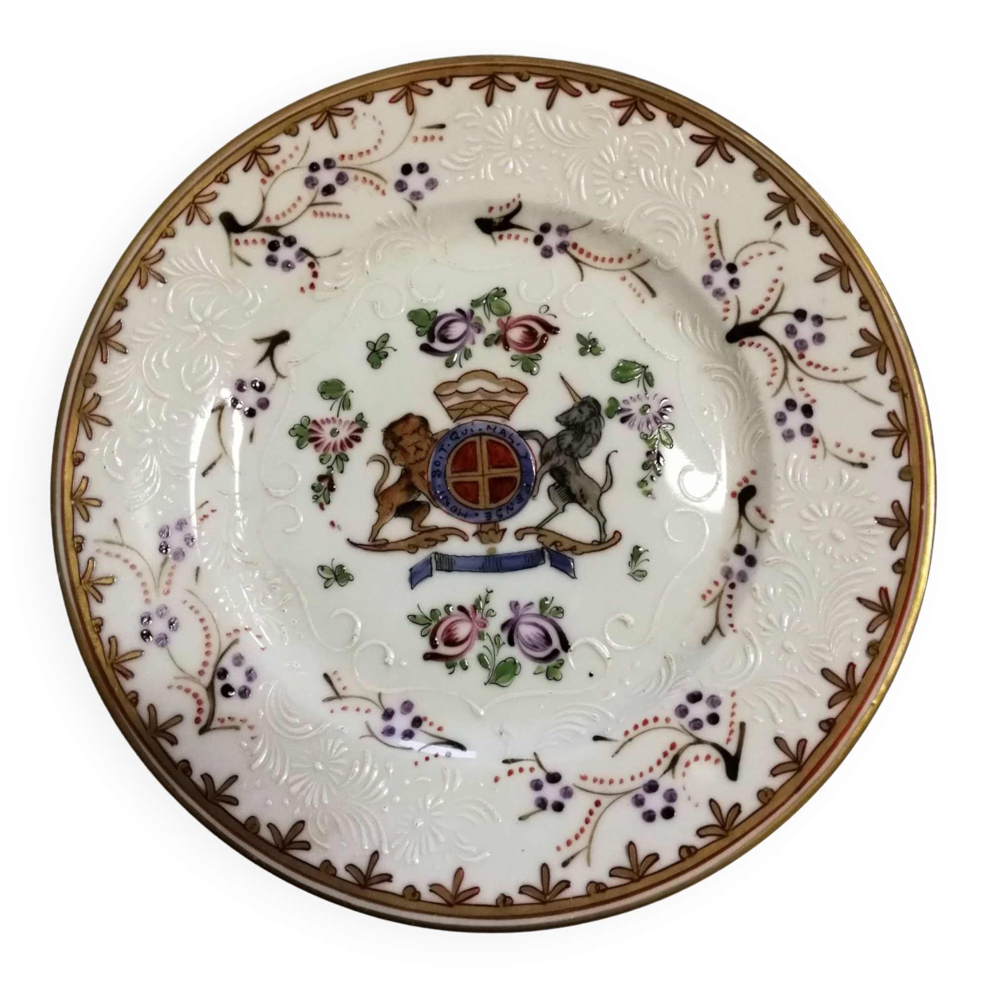 Assiette en Porcelaine Samson Armorié Blason