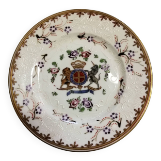 Assiette en Porcelaine Samson Armorié Blason