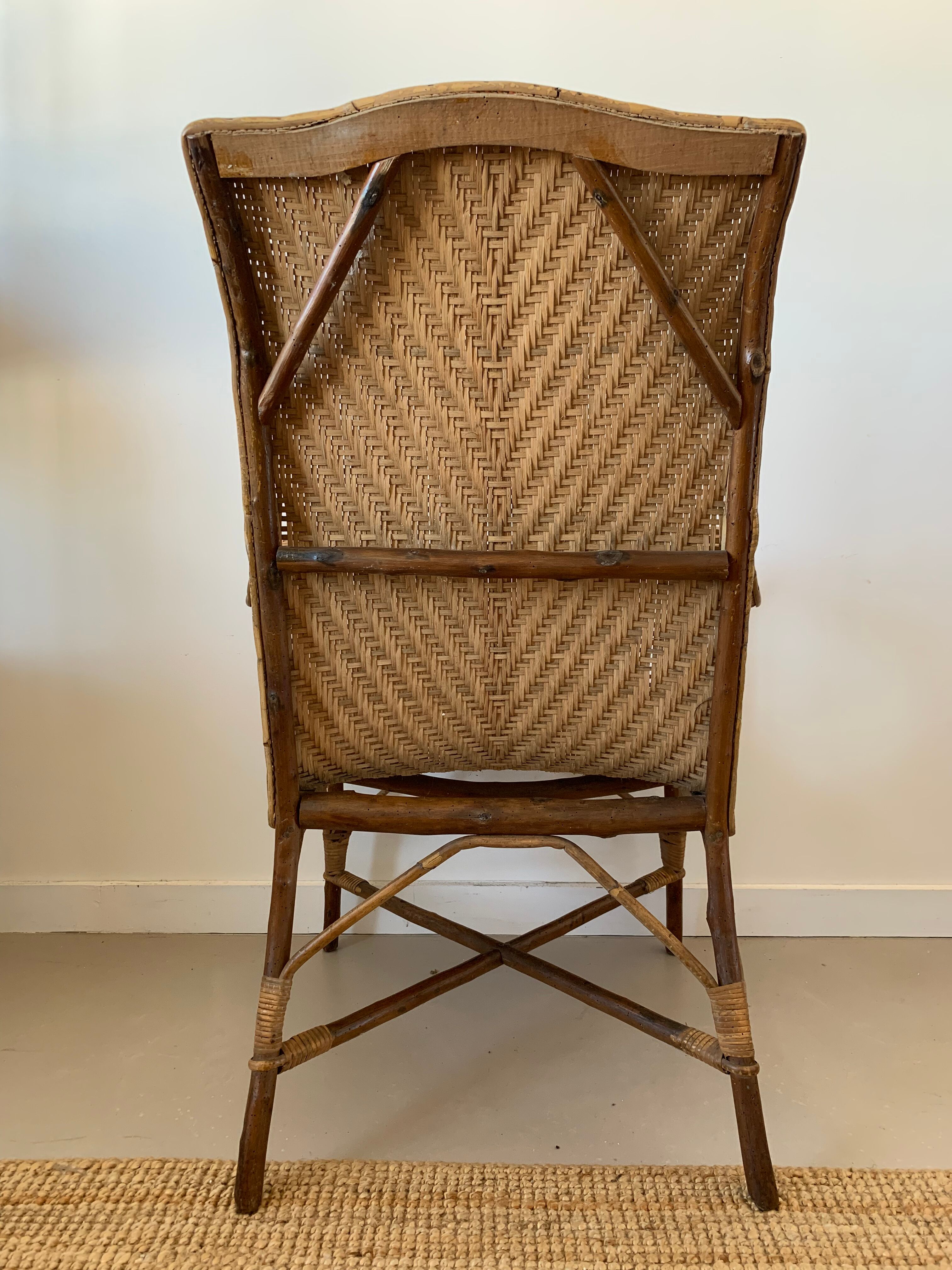 Old rattan armchair