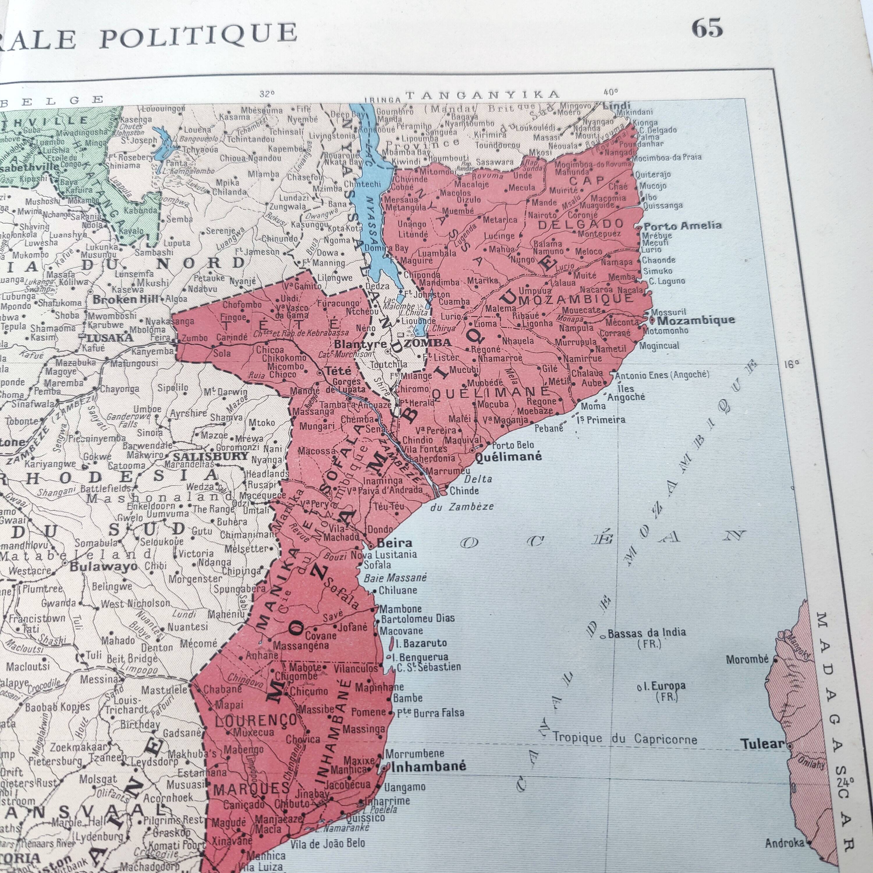 Vintage map of South Africa 38x43cm from 1950