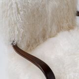 Pair of Art Deco Armchairs in Mongolian Sheepskin, 1950s