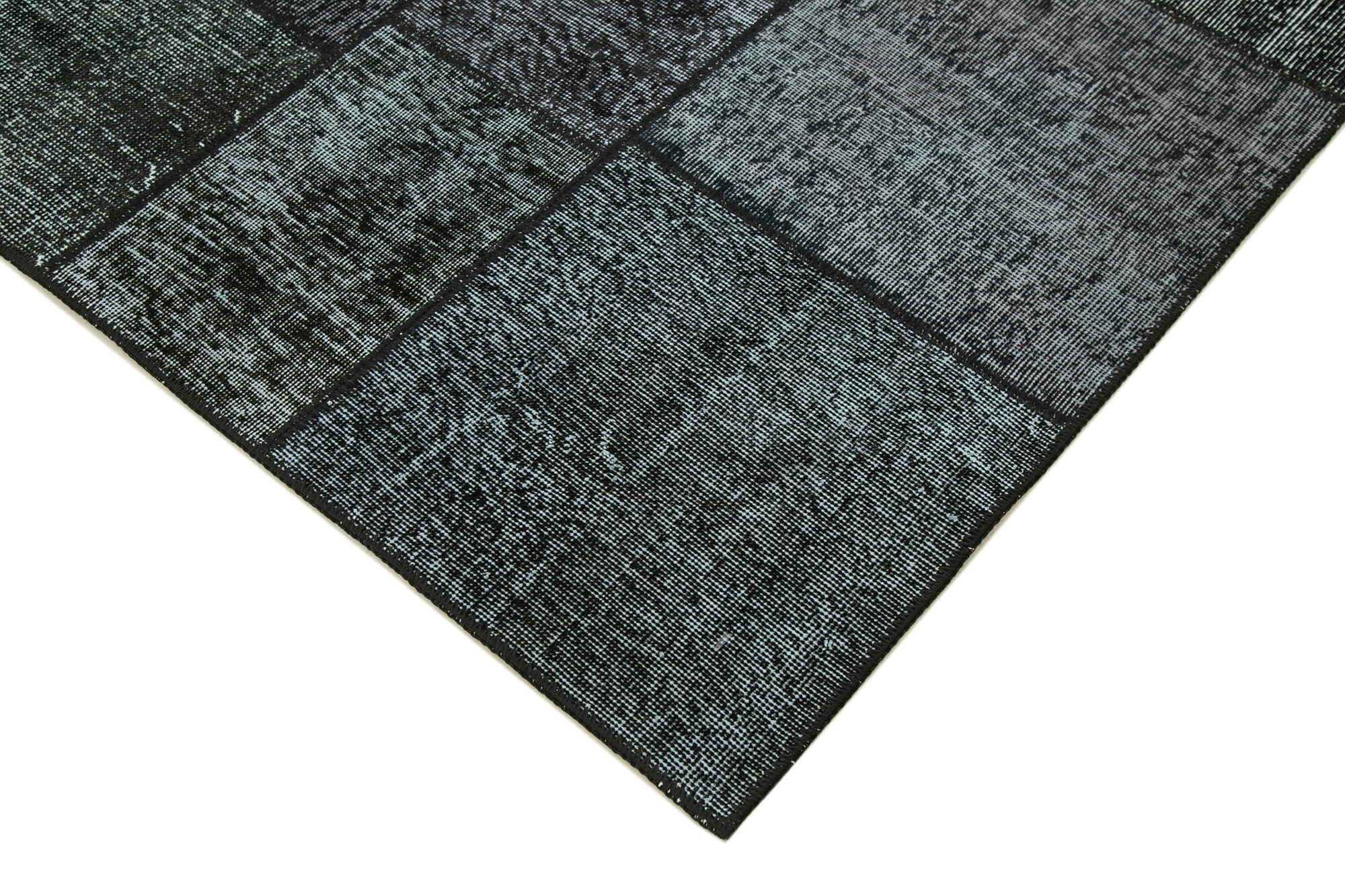Hand-knotted turkish vintage 172 cm x 243 cm black patchwork rug