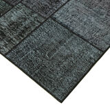 Hand-knotted turkish vintage 172 cm x 243 cm black patchwork rug