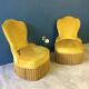 Ensemble de 2 fauteuils crapaud vieil or