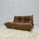 Vintage original leather Togo 2-seater by Michel Ducaroy for Ligne Roset