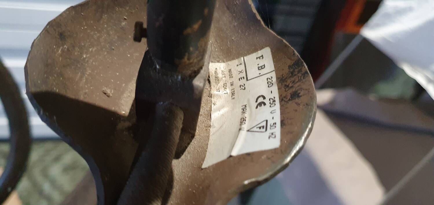 Lampadaire vintage serpent métal pied travertin avec verre de Murano