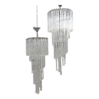 Venini 4 spiral tredri glass chandelier Venini 1980s