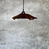 Small pendant light in corrugated teak leaf (Small D:30 H:20)