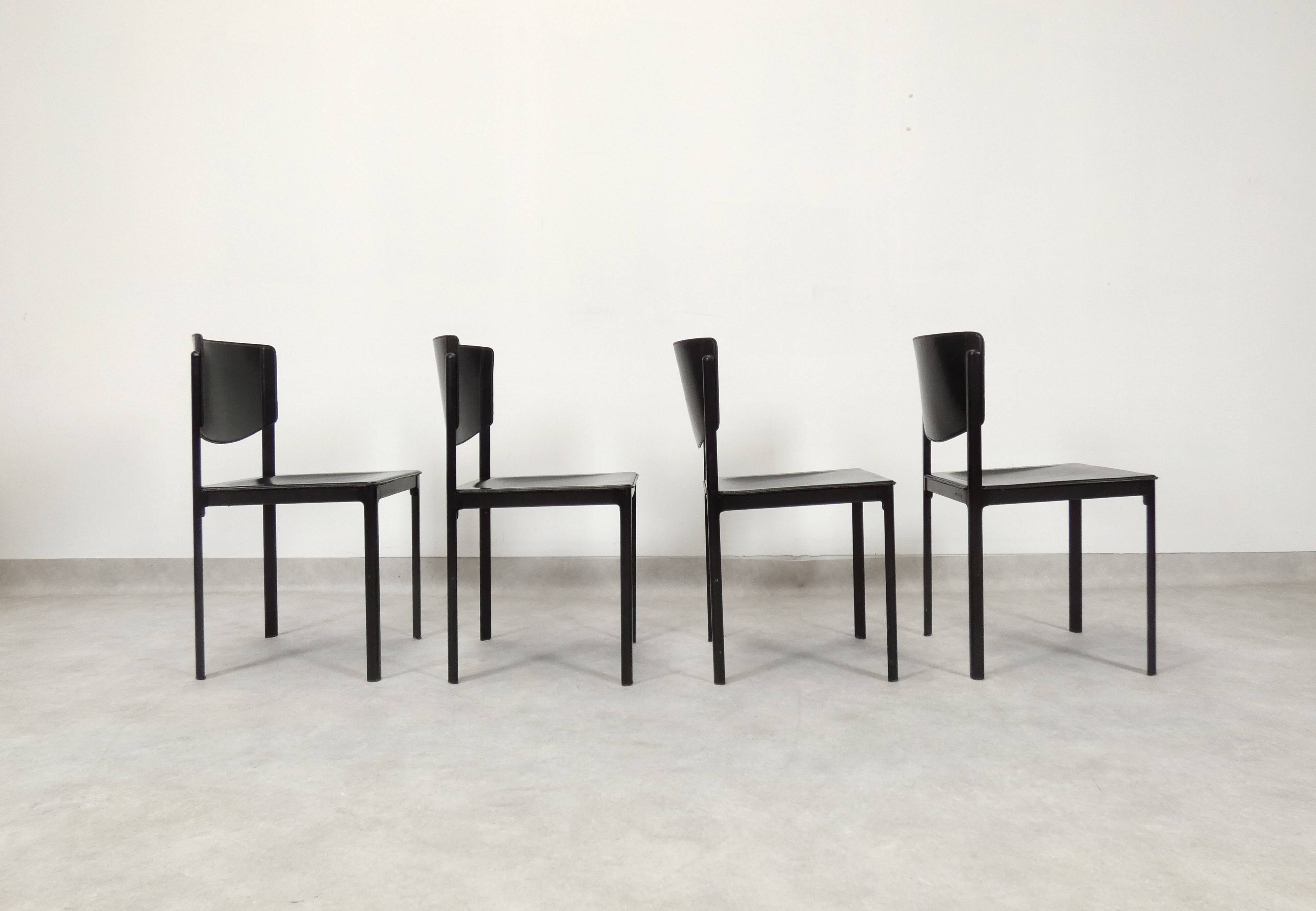 Matteo Grassi black leather dining chairs