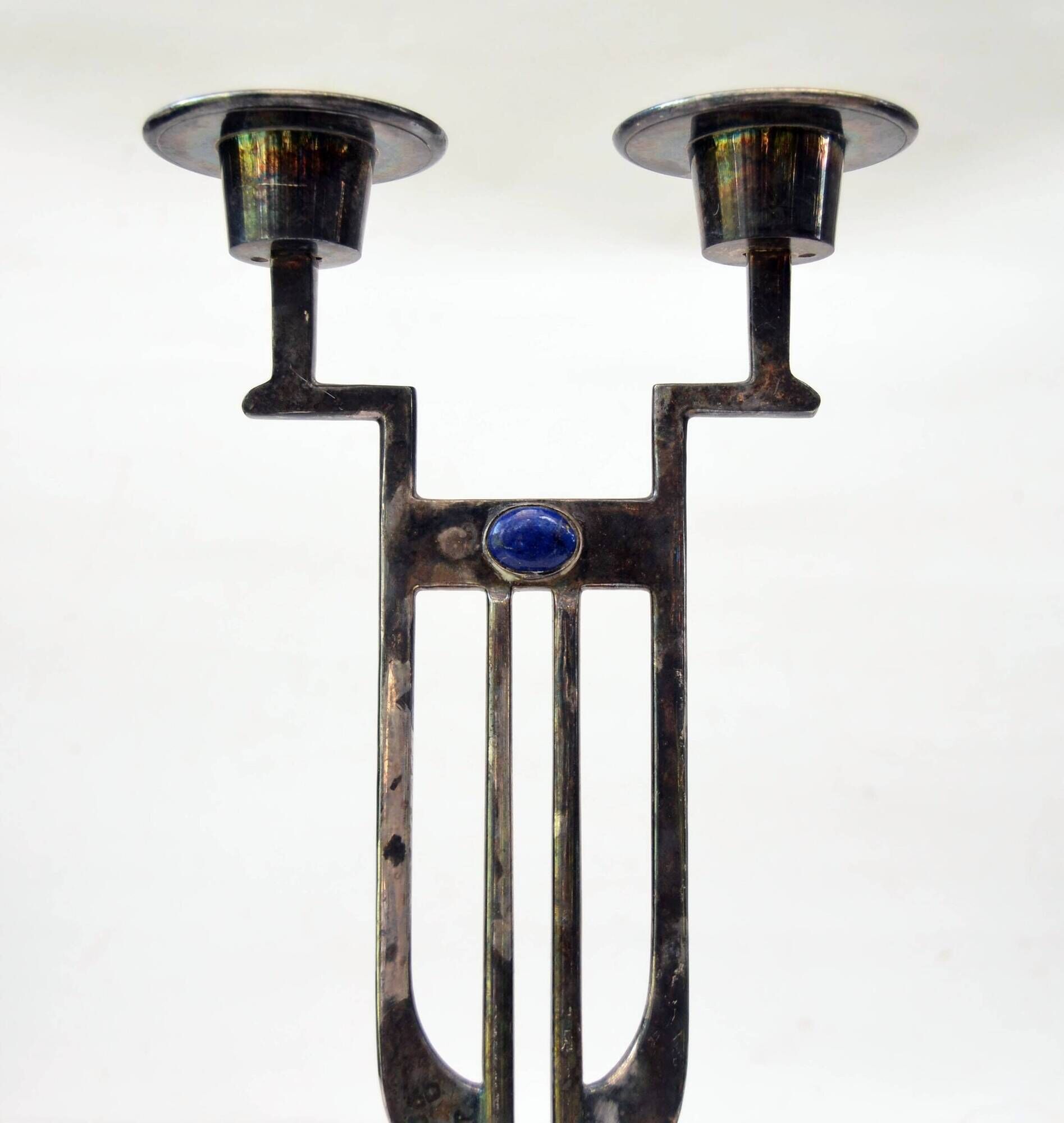 Candlestick with 2 holders Gunther Lambert whit Lapis Lazuli Cabochon - Art Nouveau stil