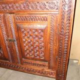 Coffre de mariage Afghan XIXé meuble d'art populaire bois sculpté