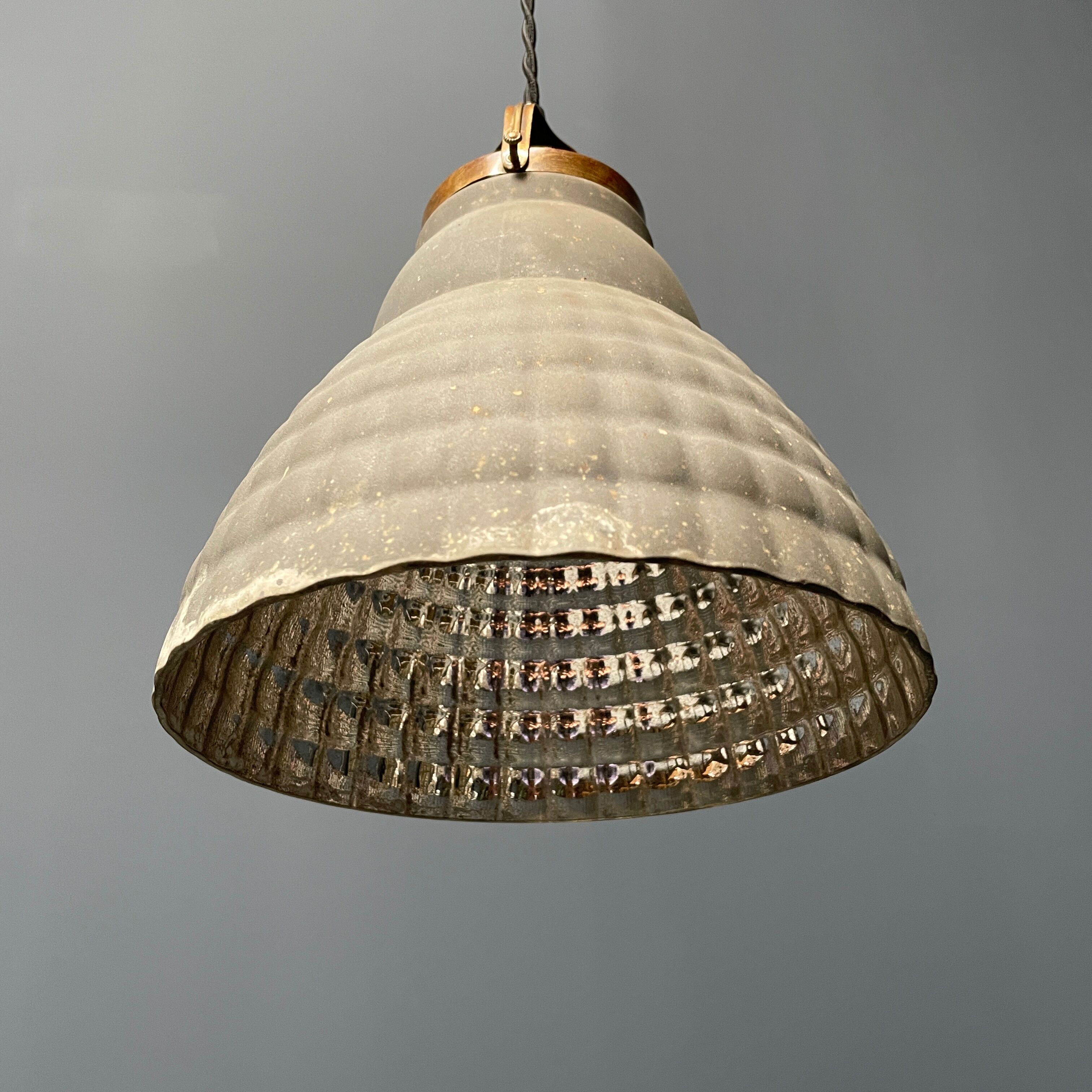 Old mercury glass hanging lamp with brass fixture