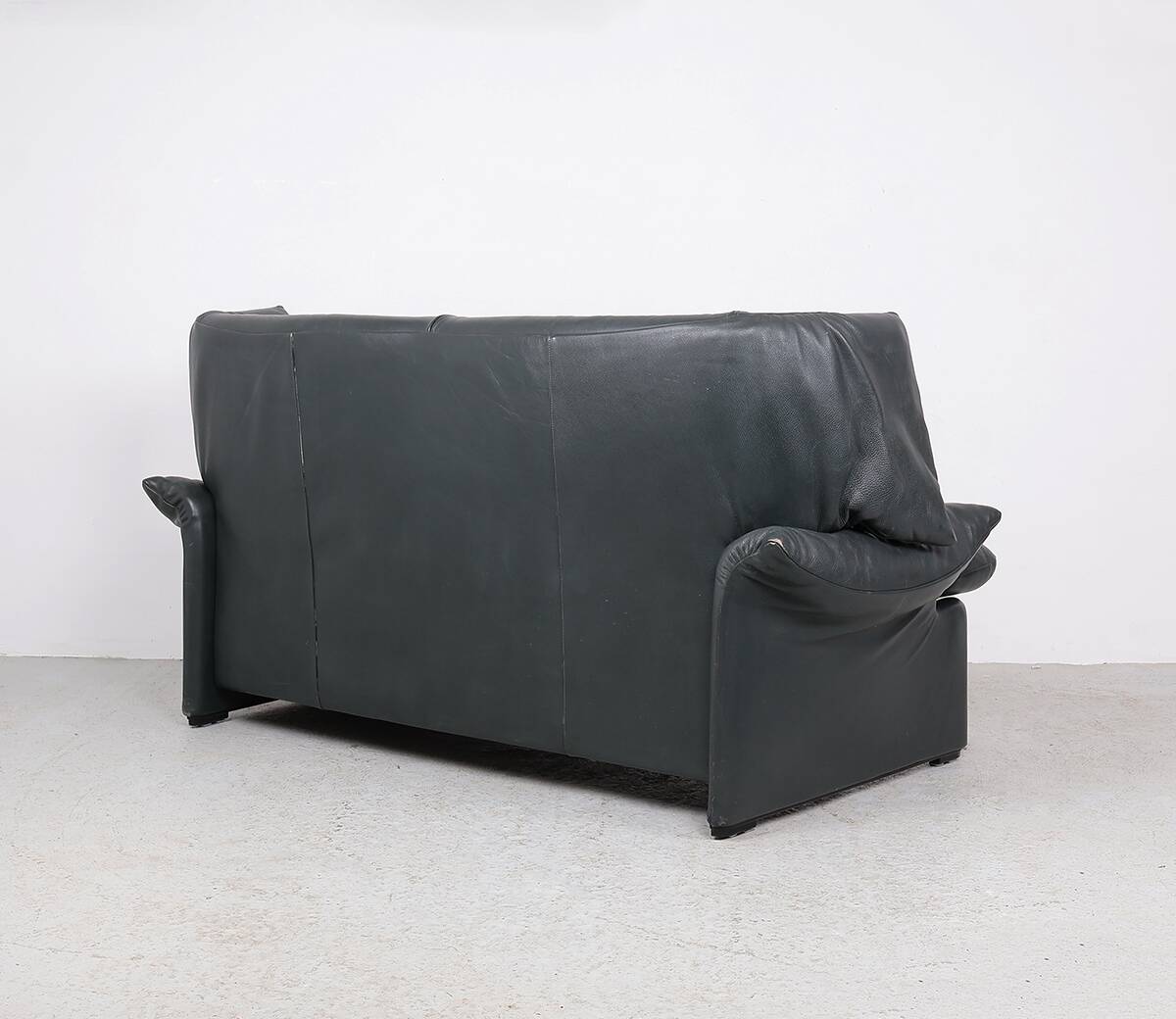 Leather Sofa with Pouf by Vico Magistretti for Cassina, 1980s, Set of 2
