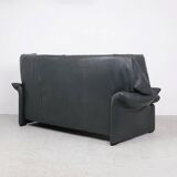 Canapé en cuir avec pouf par Vico Magistretti pour Cassina, années 1980, lot de 2