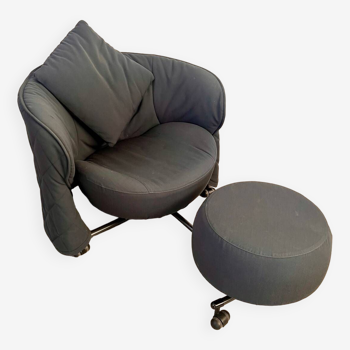 Fauteuil avec pouf modèle girotonda design italien francesco binfaré  année 80