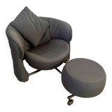 Armchair with pouf model girotonda italian design francesco binfaré year 80