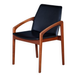 Armchair Model 23 in Teak and Black Leather by Henning Kjærnulf, Denmark, 1960s