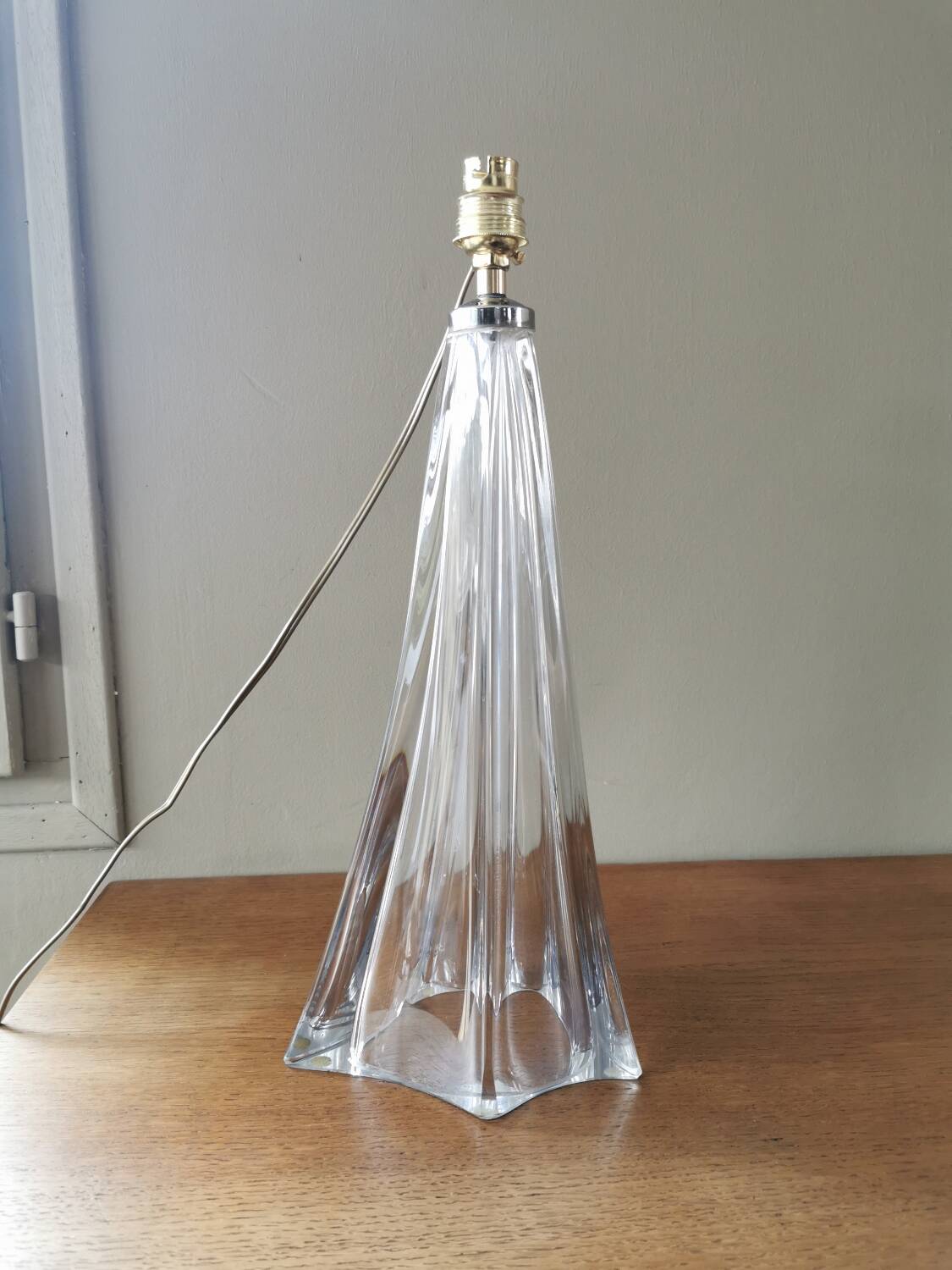 Large vintage crystal lamp base
