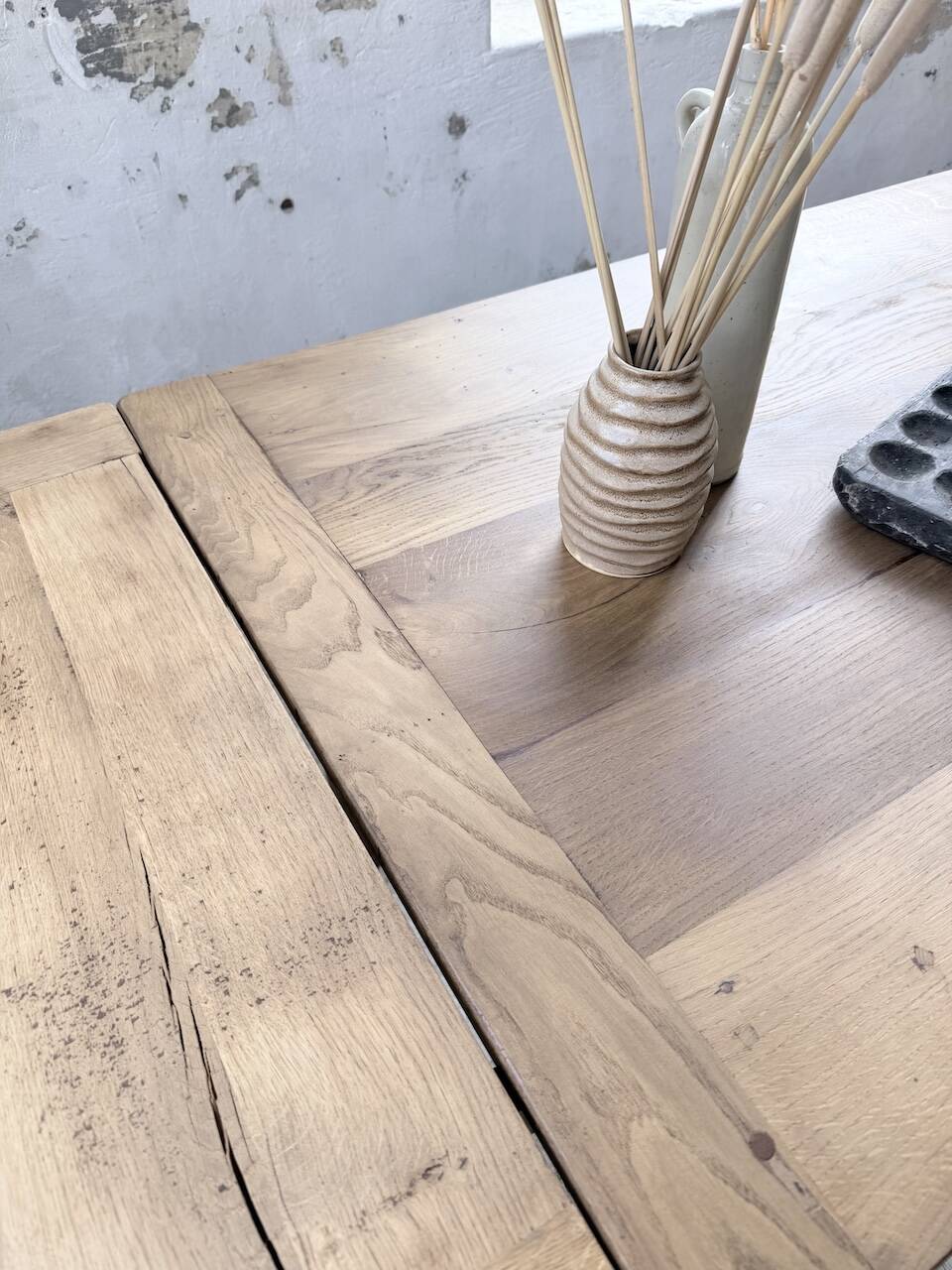 Solid oak farmhouse table with extensions (190-280cm) 1950