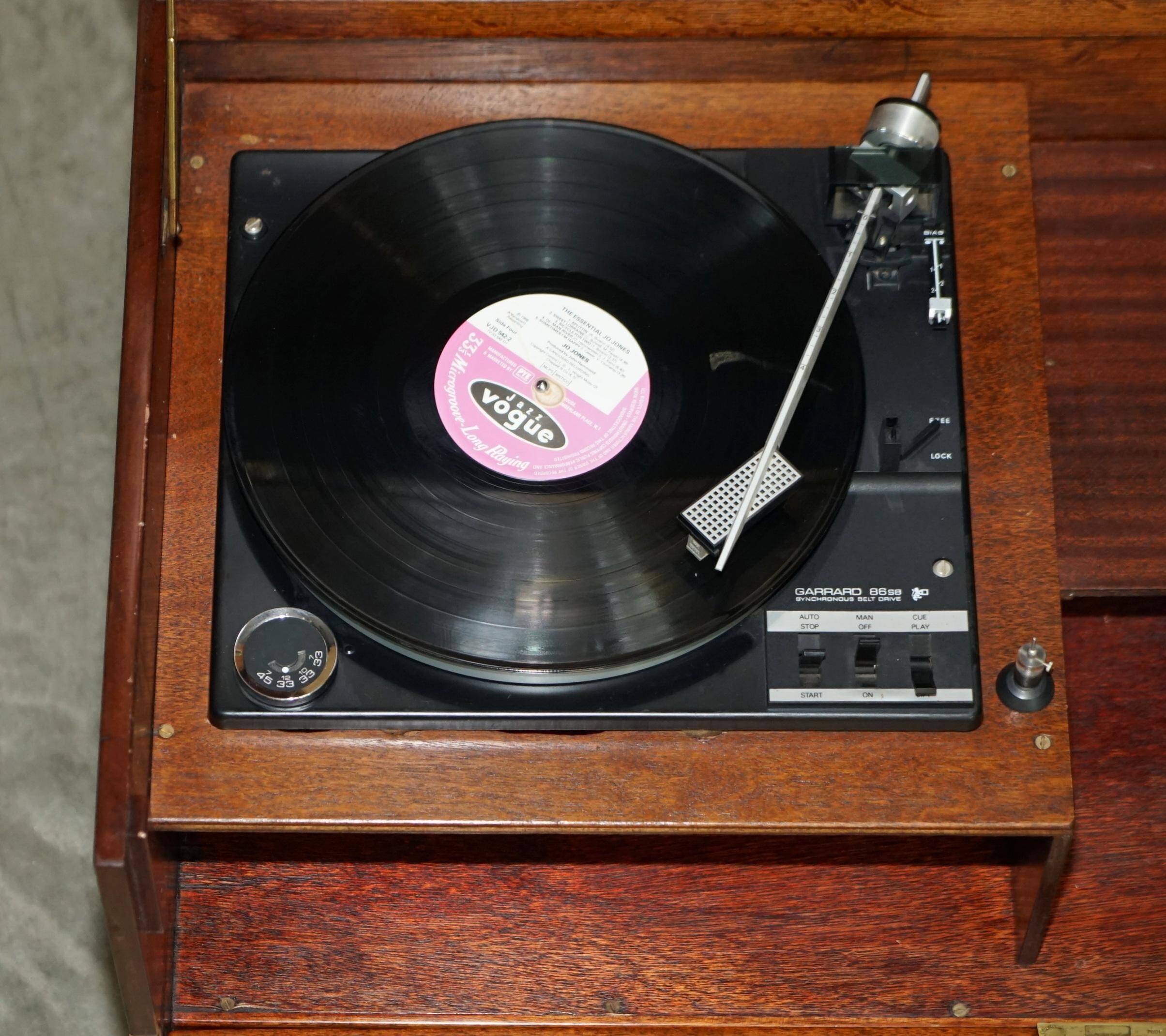 Vintage military furniture with hidden turntable, 1970s style.