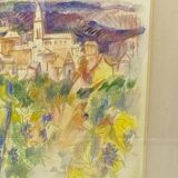 Pastel by Jean Cluseau Lanauve The vines in Beaujolais 1981