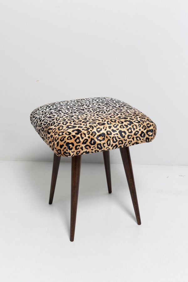 Tabouret vintage velours léopard du 20ème siècle, Europe, années 1960