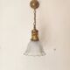 Suspension  de style art nouveau 1900 en laiton - tulipe en verre dépoli