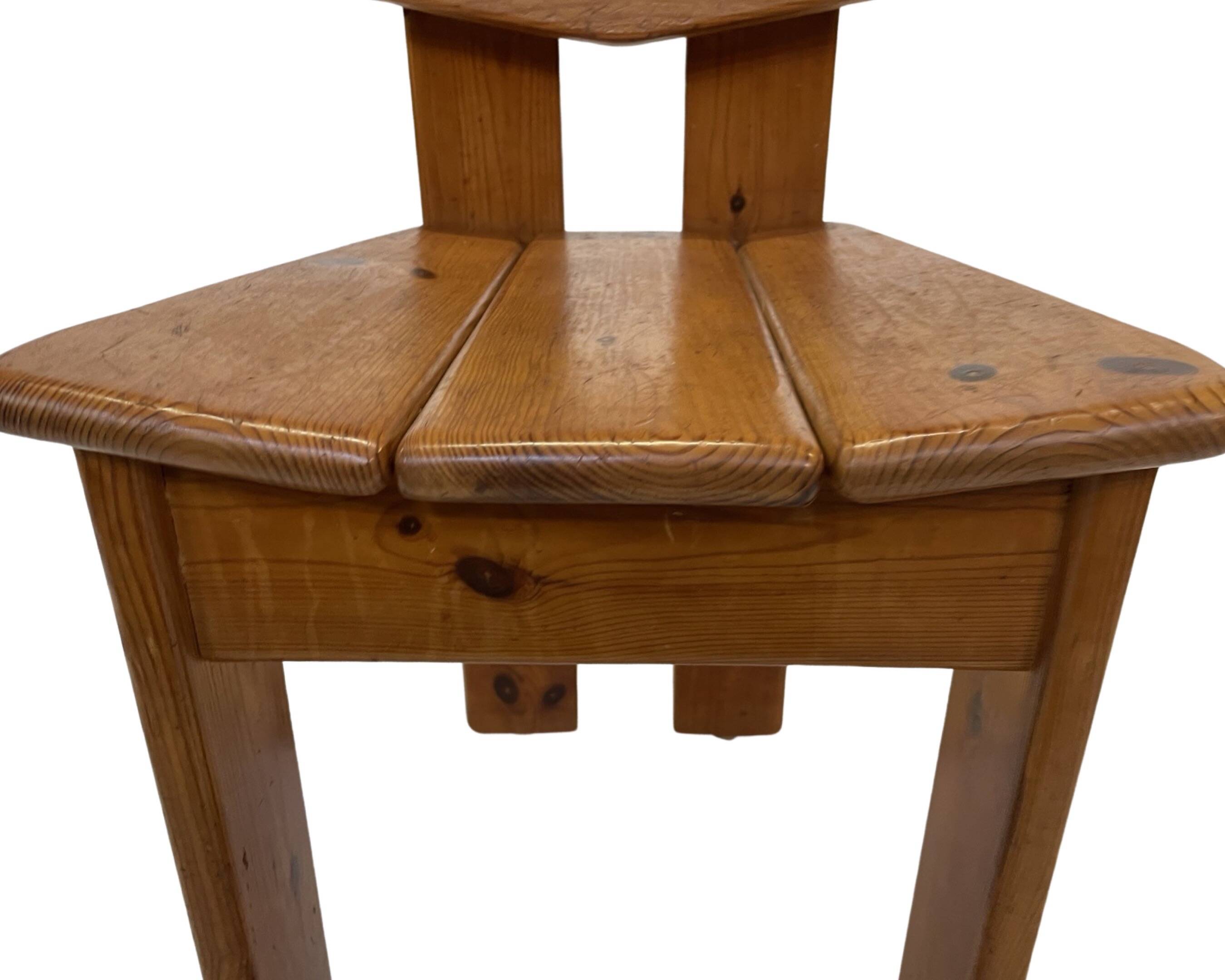 Vintage Brutalist Pine Chair 1970s Minimalist Wood Design