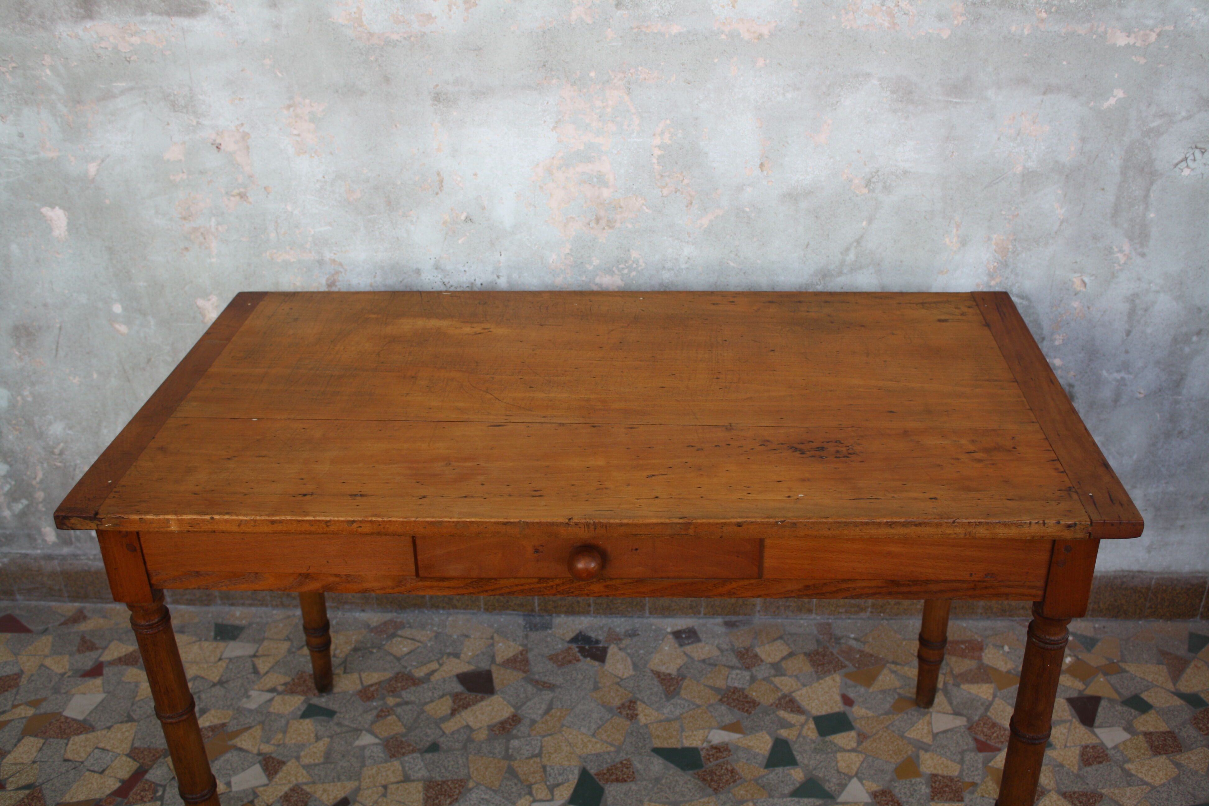 Pitch pine desk false bamboo Napoleon III