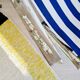 Deck chair - Vintage striped blue and white fabric.
