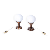 Art Deco Table Lamps in Beech and Opal Glass, Czech, 1930s, Set of 2