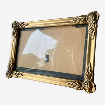 Antique art nouveau frame gilded wood measurements 20 cm x 14 cm convex glass