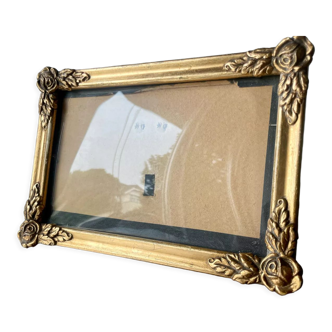 Antique art nouveau frame gilded wood measurements 20 cm x 14 cm convex glass