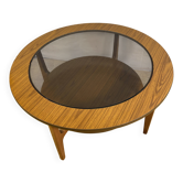 Table basse ronde vintage rétro des années 1960-1970. Un style élégant.