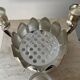 Lotus candle holder vintage spade flowers 3 lights silver metal