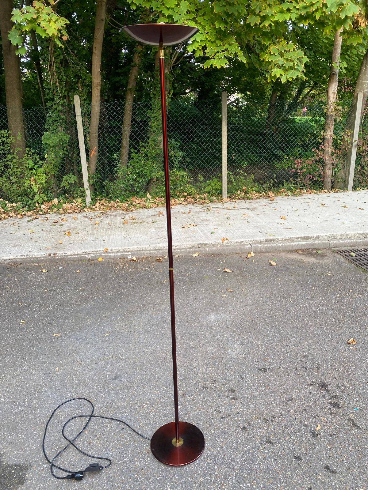 Lampadaire art déco bordeaux coupole dorée