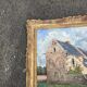 Oil painting of a Breton manor signed M. Garnier in a gilded frame - Antique